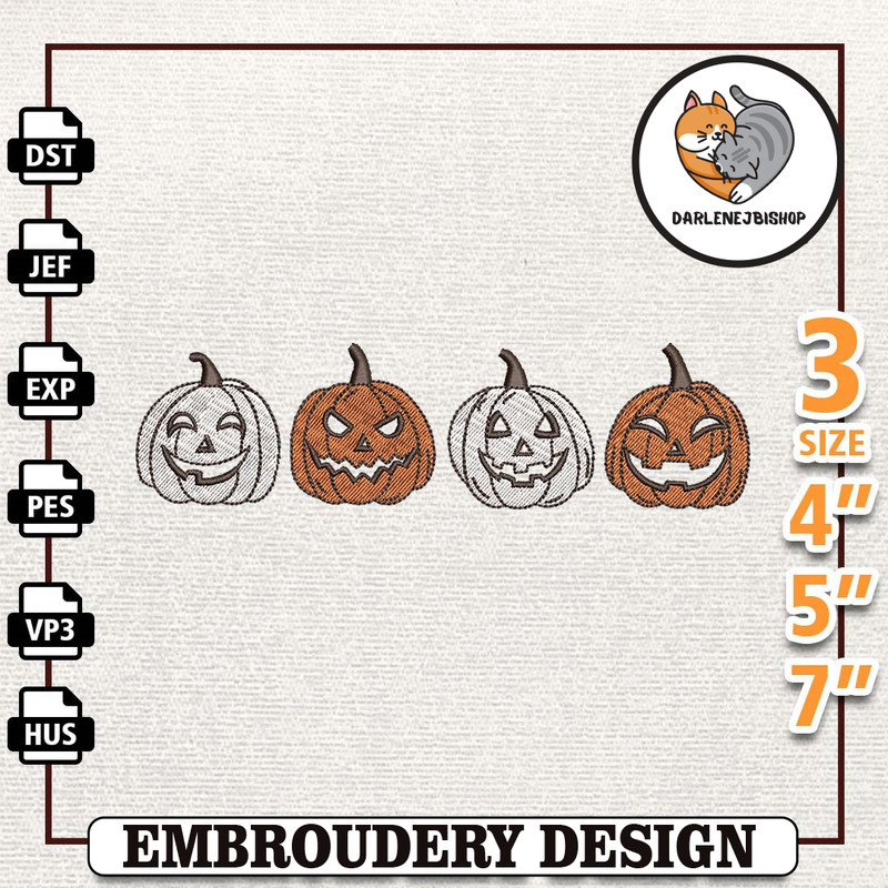 Pumpkin Halloween Embroidery Design, Pumpkin Face Embroidery Design, Scary Pumpkin Embroidery Machine Design, Instant D.jpg