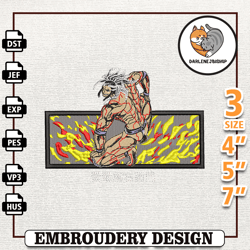 ragnarok anime, anime embroidery design, anime machine embroidery design, gift for anime fan,embroidery design