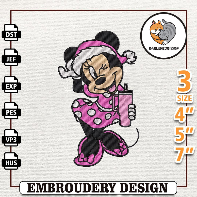 Retro Pink Christmas Bougie Embroidery Design, Retro Movie Cartoon Embroidery File, Instant Download.jpg