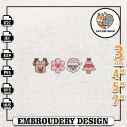 retro pink christmas embroidery machine design, pink christmas tree embroidery design,embroidery design