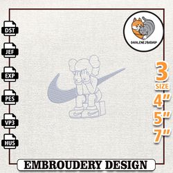sad kaws embroidery design, nike embroidery design, best collab nike embroidery design,embroidery design