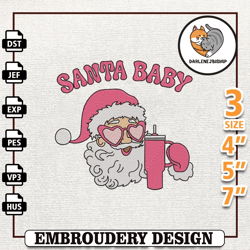 Santa Baby Leave A Stanley Under The Tree For Me Embroidery File, Retro Santa Baby Embroidery Design,Embroidery design