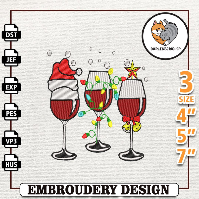 Santa Wine Embroidery, Christmas Lights Embroidery Designs, Instant Download.jpg