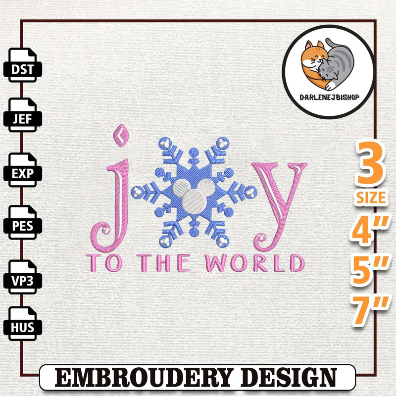Snowflakes Cartoon Movie Embroidery File, Joy To The World Embroidery Machine Design, Instant Download.jpg