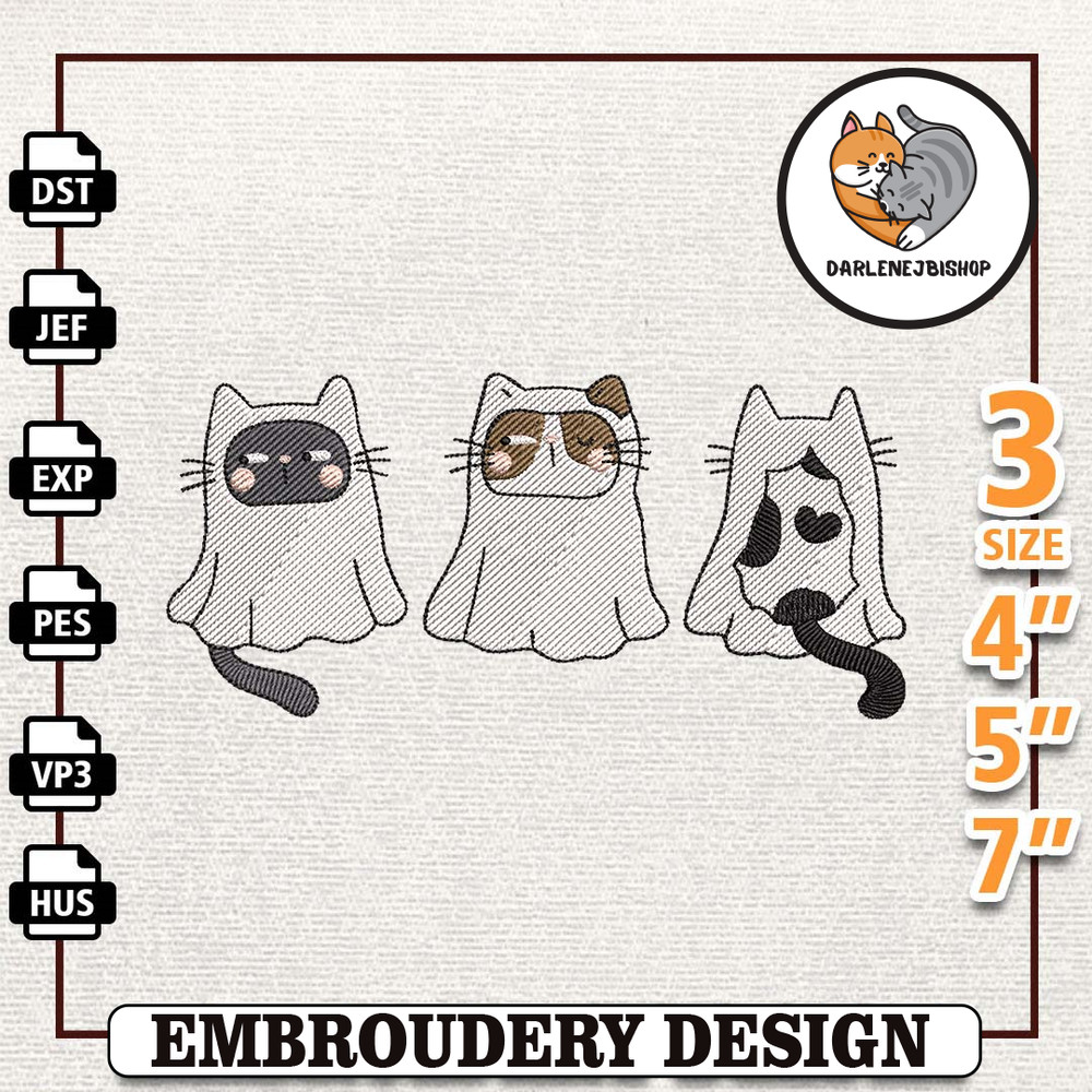 Spooky Halloween Embroidery Design, Instant Download, Happy Meowoween Embroidery Design, Spooky Cats Embroidery Machine.jpg