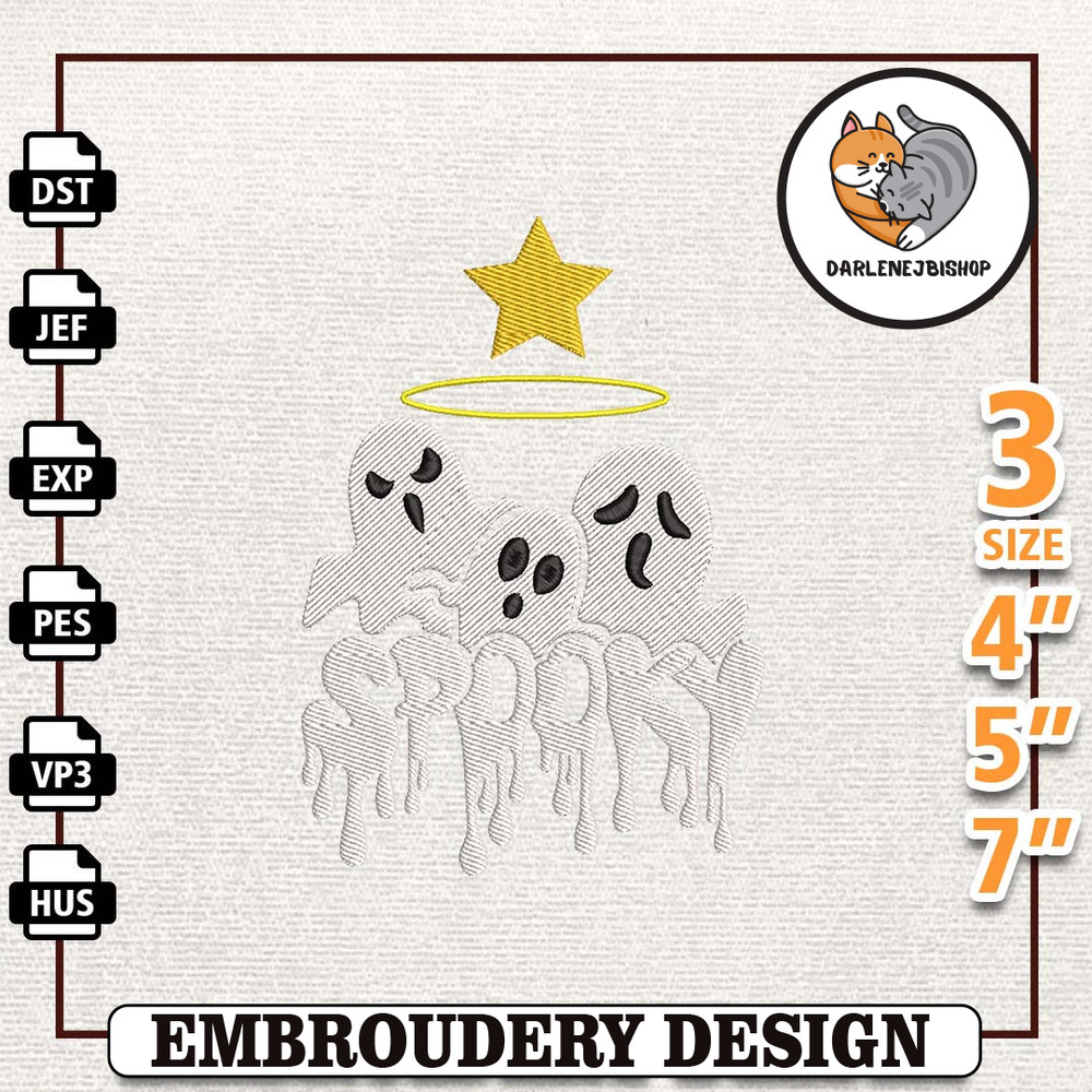 Spooky Halloween Embroidery File, Instant Download, Spooky Vibes Embroidery Design, Stay Spooky Embroidery Machine Desig.jpg