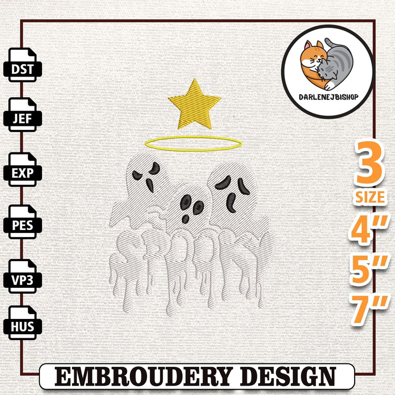 Spooky Halloween Embroidery File, Instant Download, Spooky Vibes Embroidery Design, Stay Spooky Embroidery Machine Desig.jpg