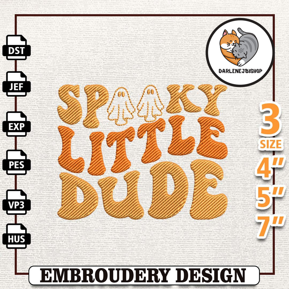 Spooky Little Dude Embroidery Design, Spooky Halloween Embroidery Machine Design, Hello Spooky 3 Sizes, Format Exp, Dst,.jpg