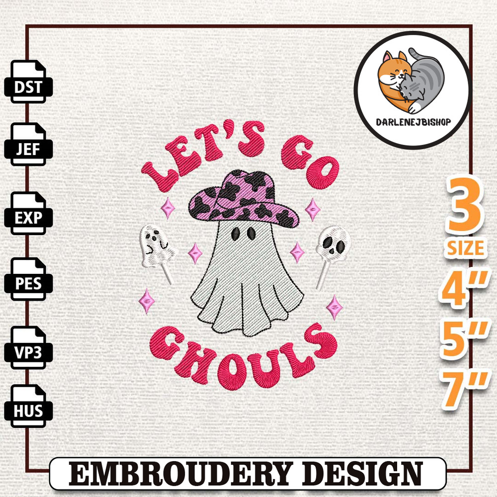 Spooky Season Embroidery File, Spooky Halloween Embroidery Design, Instant Download, Let's Go Ghouls Embroidery Design.jpg