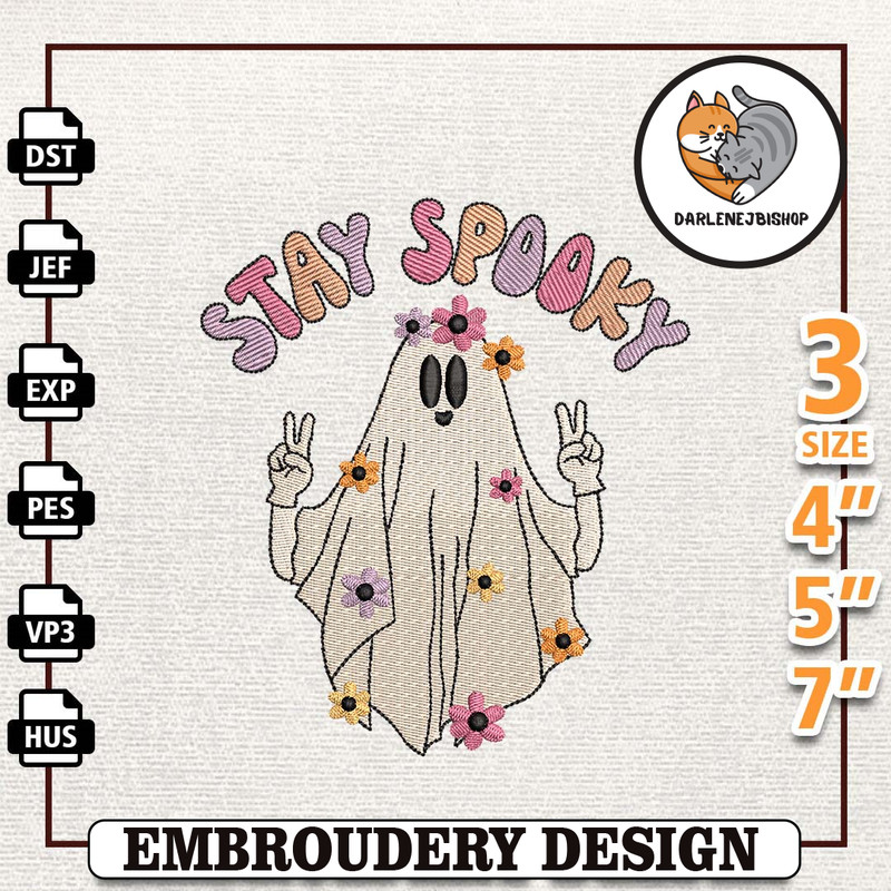Spooky Season Embroidery Machine Design, Instant Download, Stay Spooky Embroidery Design, Floral Vintage Spooky Embroide.jpg