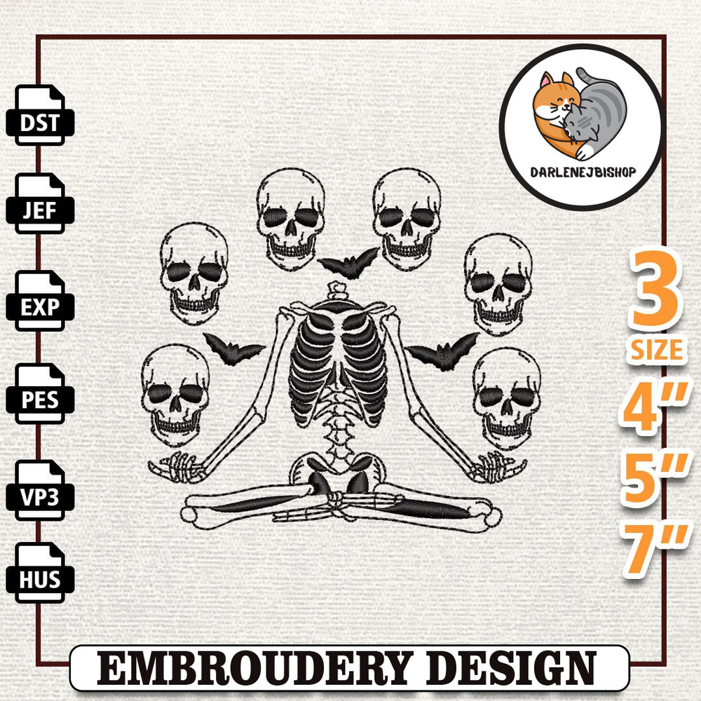 Stay Spooky Embroidery Machine Design, Scary Skull Embroidery Design, Skeleton Halloween Embroidery File, Instant Downlo.jpg