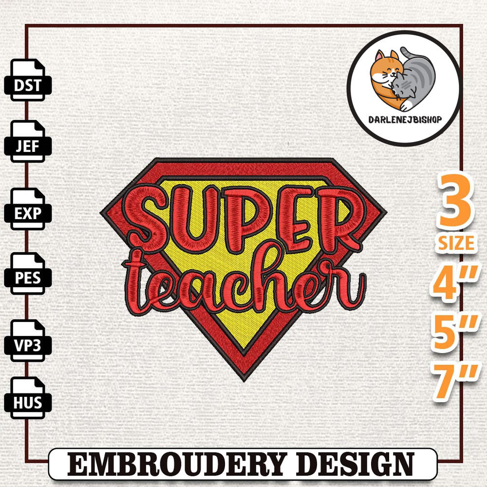 Super Teacher Embroidery Designs, Back To School Embroidery Designs, School Life Embroidery, School Embroidery,Teacher.jpg