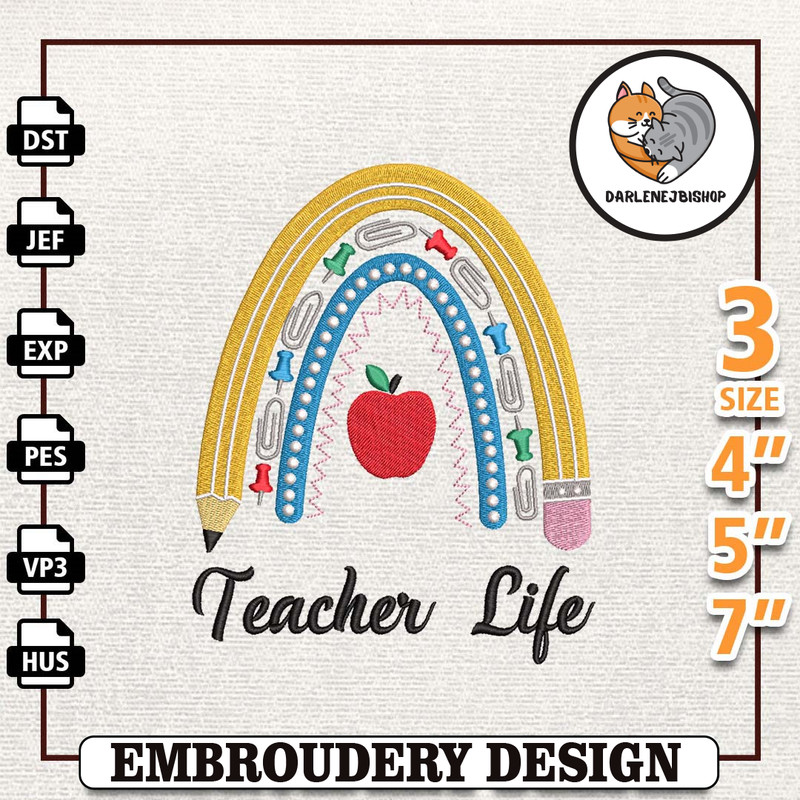 Teacher Life Embroidery Design, Back To School Embroidery Design, Best Teacher Embroidery File, School Machine Design, I.jpg