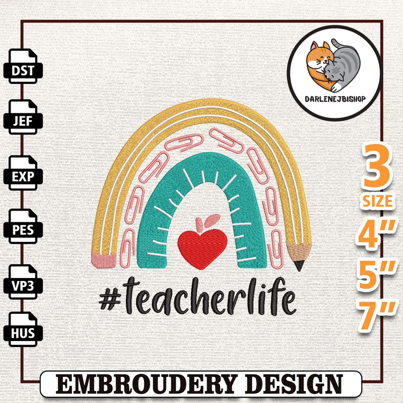 Teacher life Embroidery, Rainbow Teacher Embroideery, Boho Rainbow Embroidery, Teacher Appreciation Embroidery,Back to.jpg