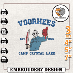 the killer est   embroidery design, horror movie killer embroidery design, scary halloween movie embroidery machine