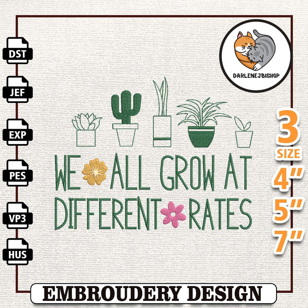 We All Grow At Different Rates Squad Embroidery Designs, Back To School Embroidery, School Life Embroidery Design, Cute.jpg