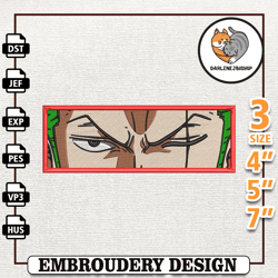 zoro one piece, anime embroidery design, anime machine embroidery design, gift for anime fan,embroidery design