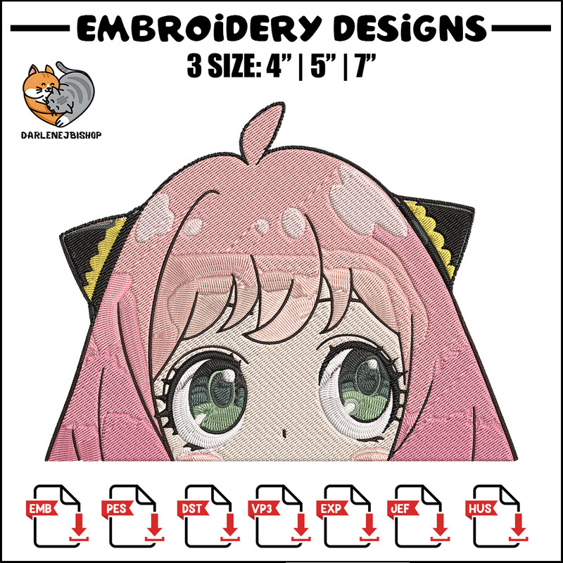 Anya Peek Embroidery Design, Spy x family Embroidery, Embroidery File, Anime Embroidery, Anime shirt, Digital download..jpg