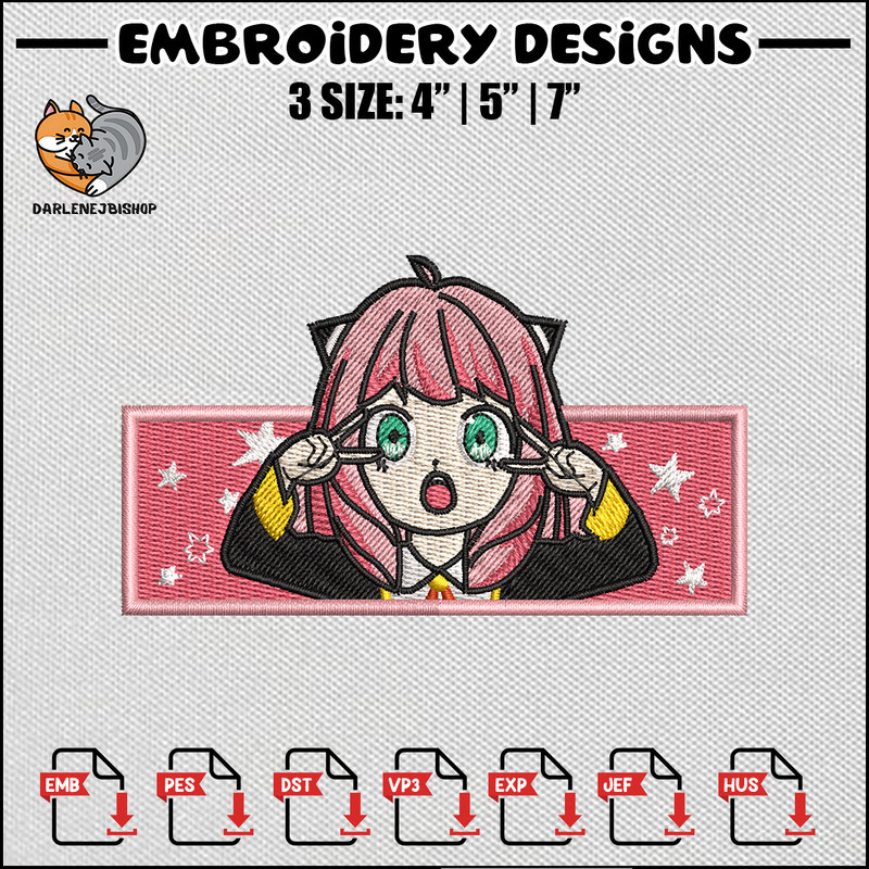 Anya embroidery design, Spy x family embroidery, Anime design, Anime embroidery, Embroidery shirt, Digital download.jpg