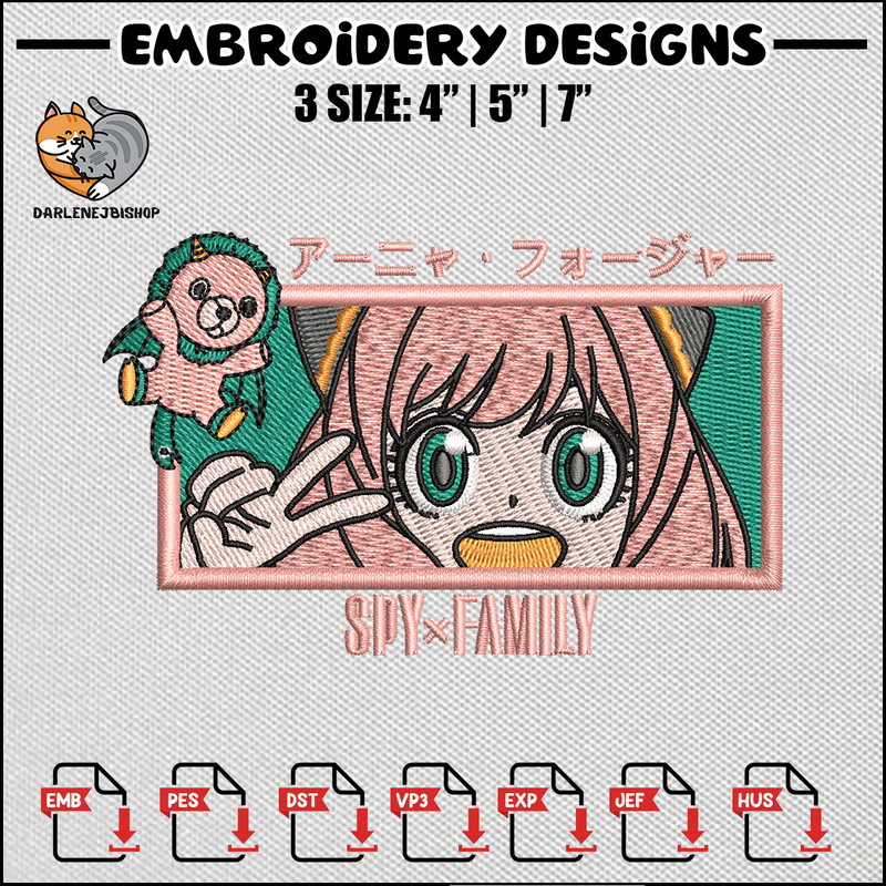 Anya embroidery design, Spy x family embroidery, Anime design, Embroidery shirt, Embroidery file, Digital download.jpg