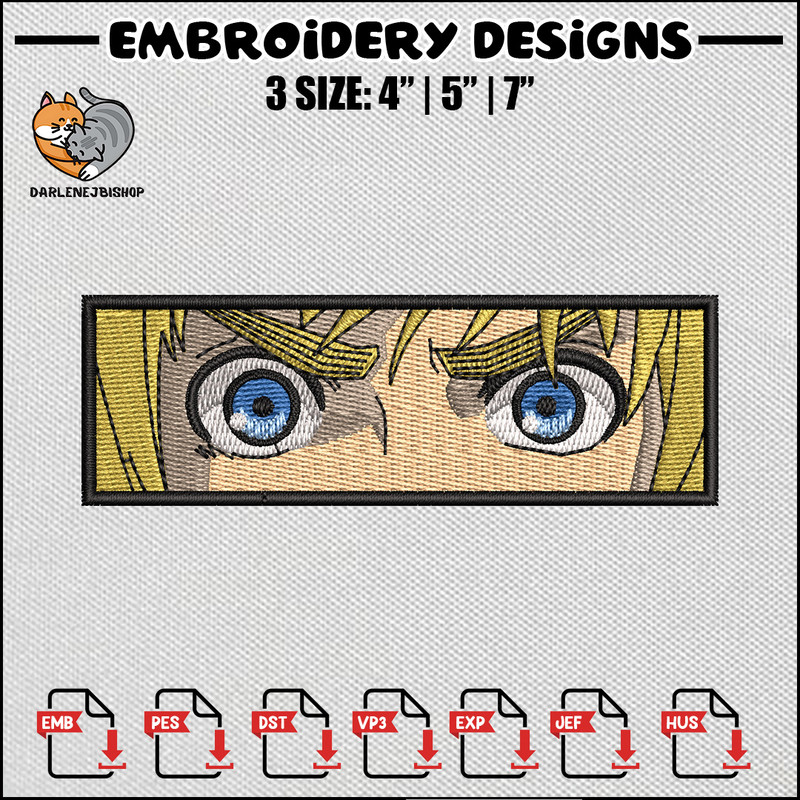 Armin eyes embroidery design, Aot embroidery, Anime design, Anime embroidery, Embroidery shirt, Digital download.jpg
