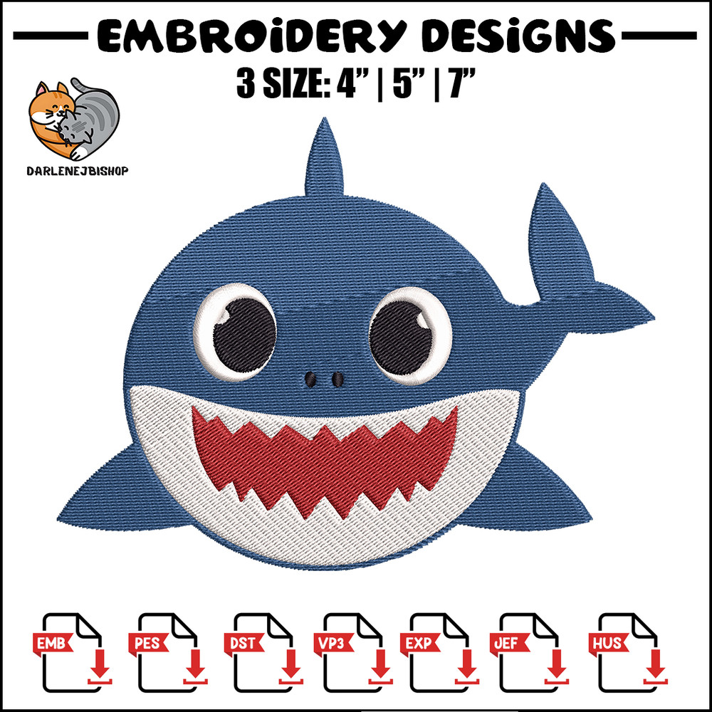 Baby Shark Embroidery Design, Shark Embroidery, cartoon shirt, Embroidery File, Embroidery design, Digital download..jpg