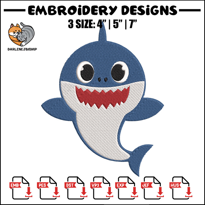 Baby Shark Embroidery Design, Shark Embroidery, Embroidery File, Embroidery design, Digital download..jpg