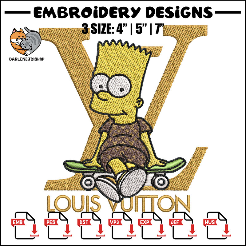 Bart simpson lv Embroidery Design, LV Embroidery, Embroidery File, Logo shirt, Sport Embroidery, Digital download.jpg