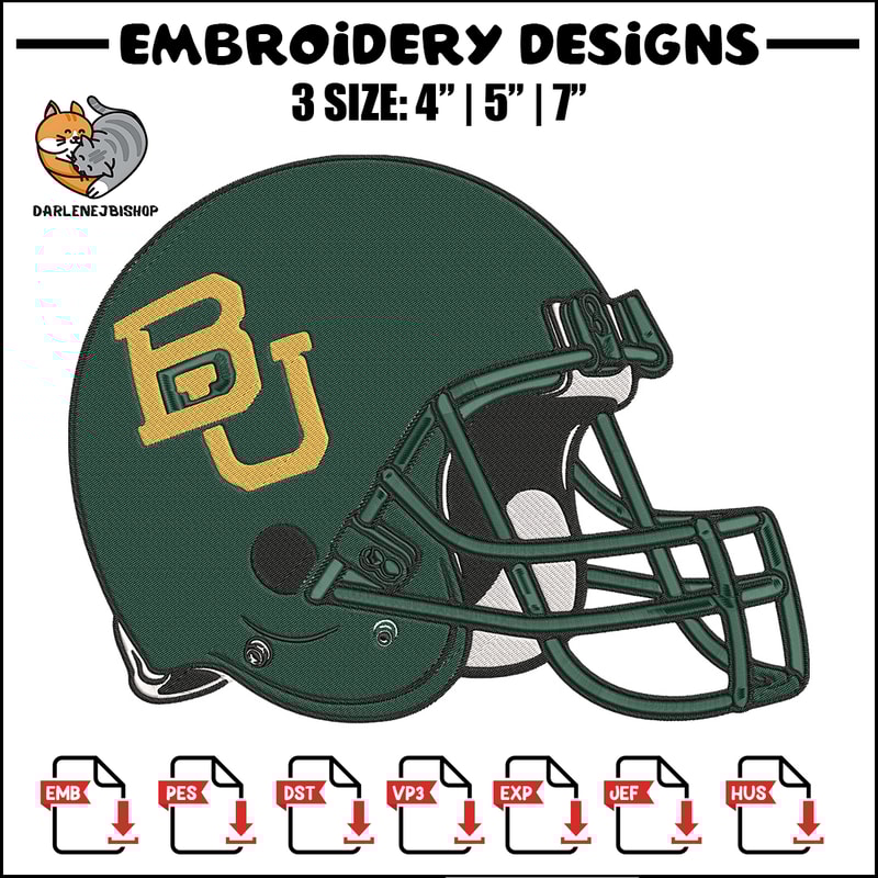 Baylor University logo embroidery design, NCAA embroidery,Sp