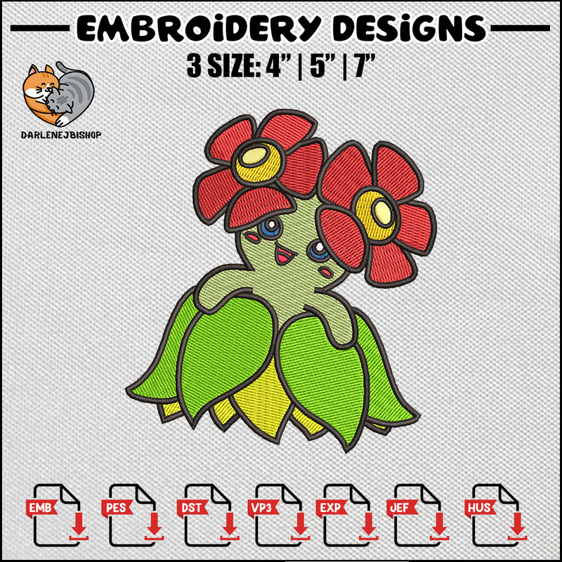 Bellossom embroidery design, Flower embroidery, Anime design, Anime embroidery, Embroidery shirt, Digital download.jpg