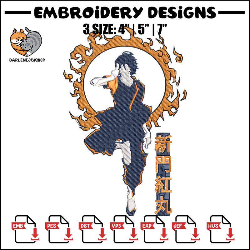Benimaru Embroidery Design, Enen no Shouboutai Embroidery,Embroidery File,Anime Embroidery,Anime shirt,Digital download..jpg