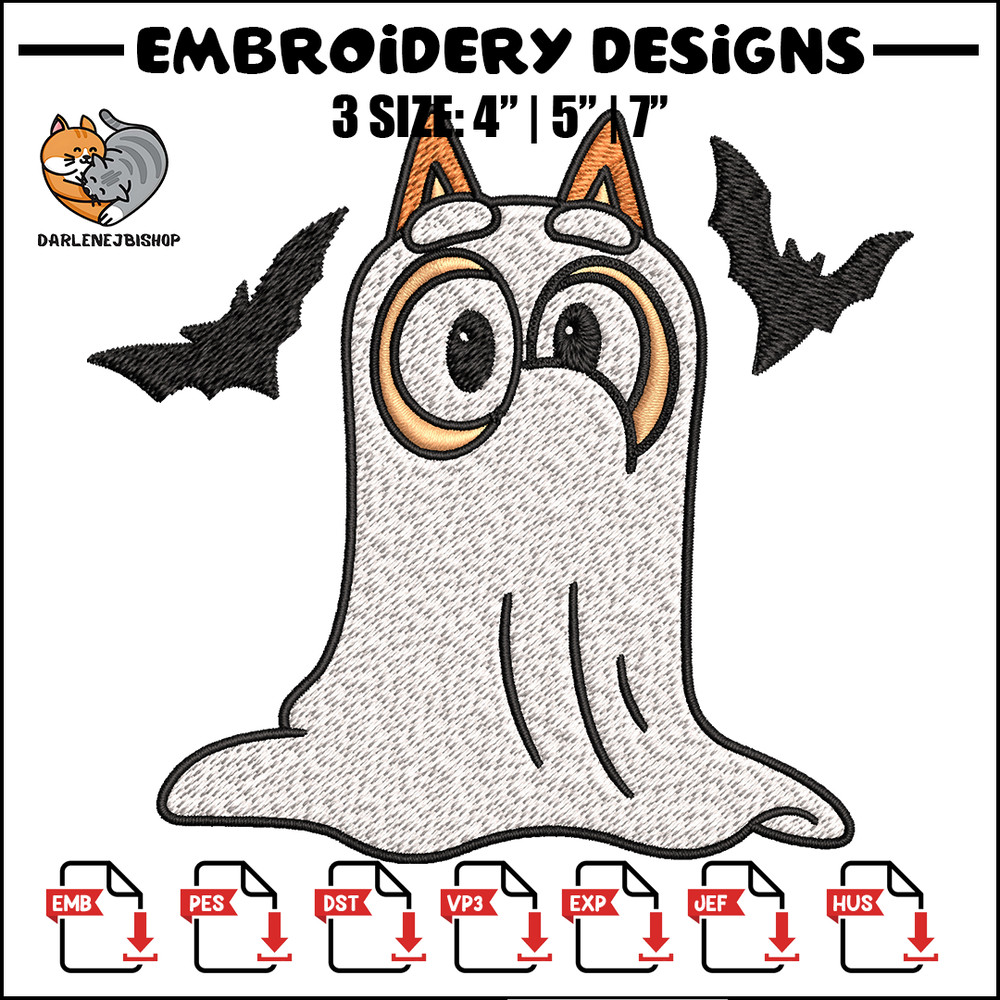 Bingo Ghost Halloween Embroidery design, Halloween Embroidery, cartoon design, Embroidery File, Digital download..jpg