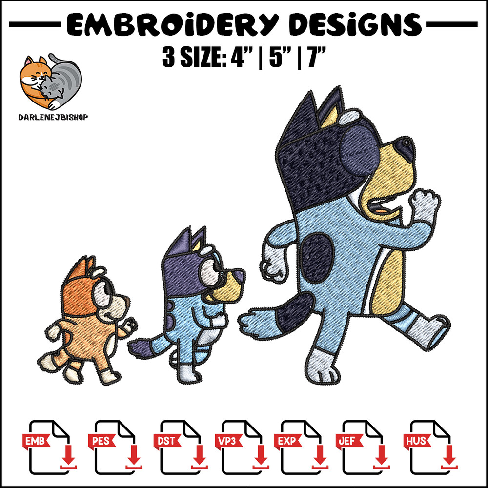 Bluey bingo and dad Embroidery, Bluey Embroidery, Embroidery File, cartoon design, cartoon shirt, Digital download..jpg