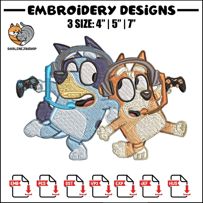Bluey bingo headphones Embroidery, Bluey Embroidery, Embroidery File, cartoon shirt, cartoon design, Digital download..jpg