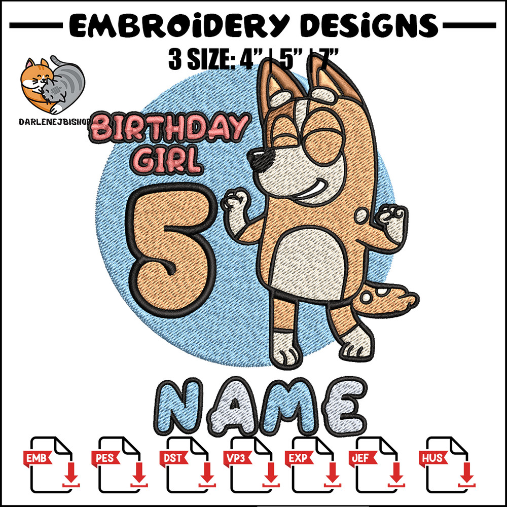 Bluey Mom Birthday Girl Embroidery, Bluey Embroidery, Embroidery File, cartoon shirt, cartoon design, Digital download..jpg