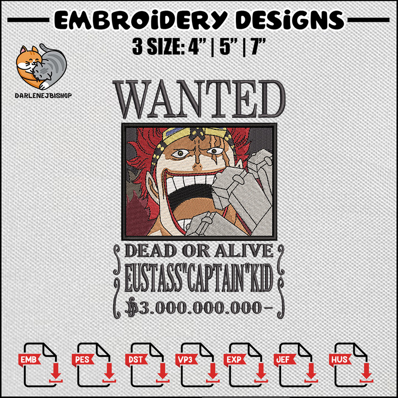 Bounty kid embroidery design, One piece embroidery, Anime design, Anime embroidery, Embroidery shirt, Digital download.jpg