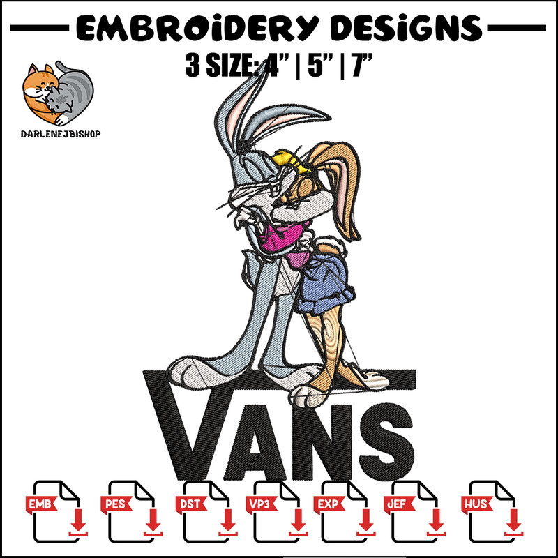 Bugs and Lola Bunny Vans Embroidery design, cartoon Embroidery, cartoon design, Embroidery File, Digital download..jpg