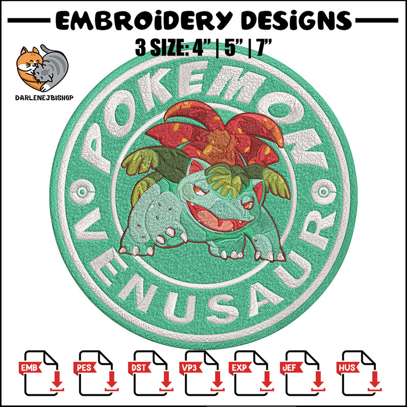 Bulbasaur poster Embroidery Design, Pokemon Embroidery, Embroidery File, Anime Embroidery, Anime shirt, Digital download.jpg