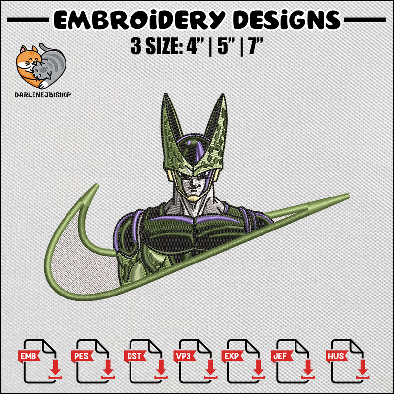 Cell nike embroidery design, Dragonball embroidery, Nike design, Anime embroidery, Embroidery shirt, Digital download.jpg