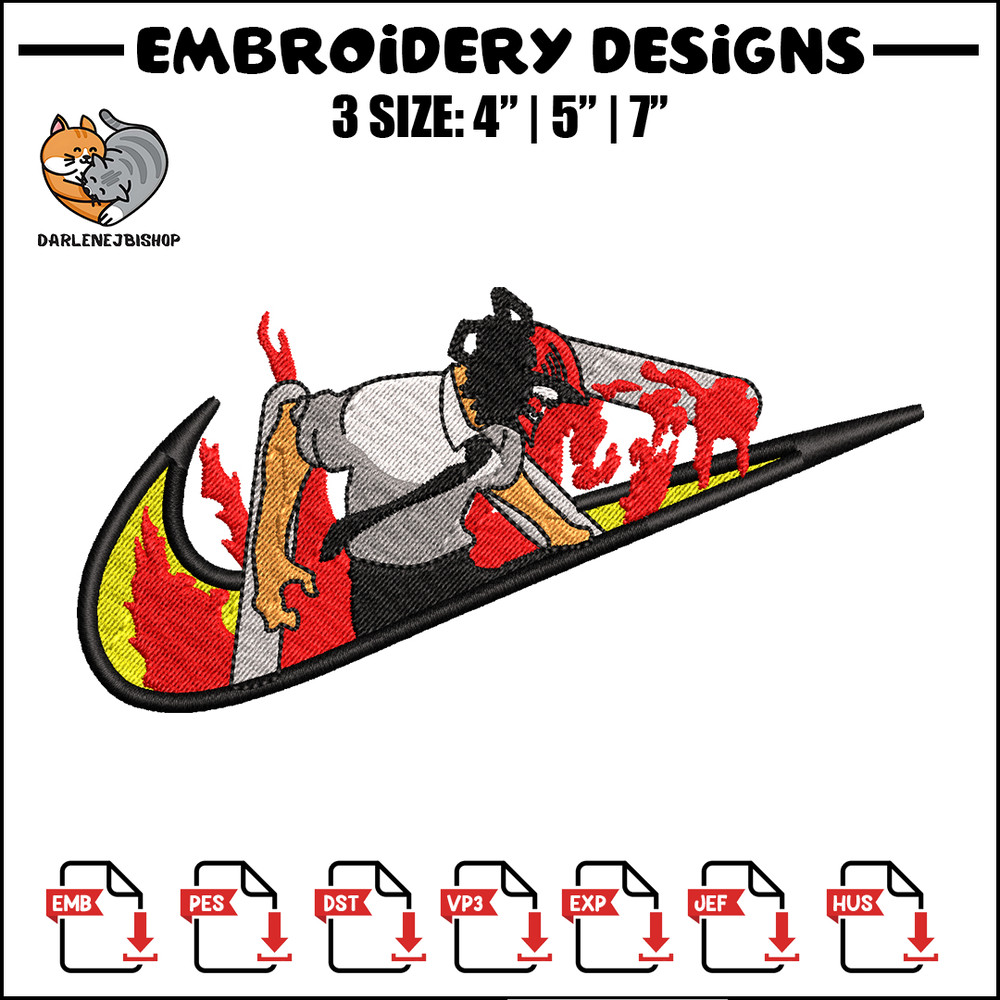 Chainsaw man Nike embroidery design, Chainsaw man embroidery, Nike design, anime design, anime shirt, Digital download.jpg