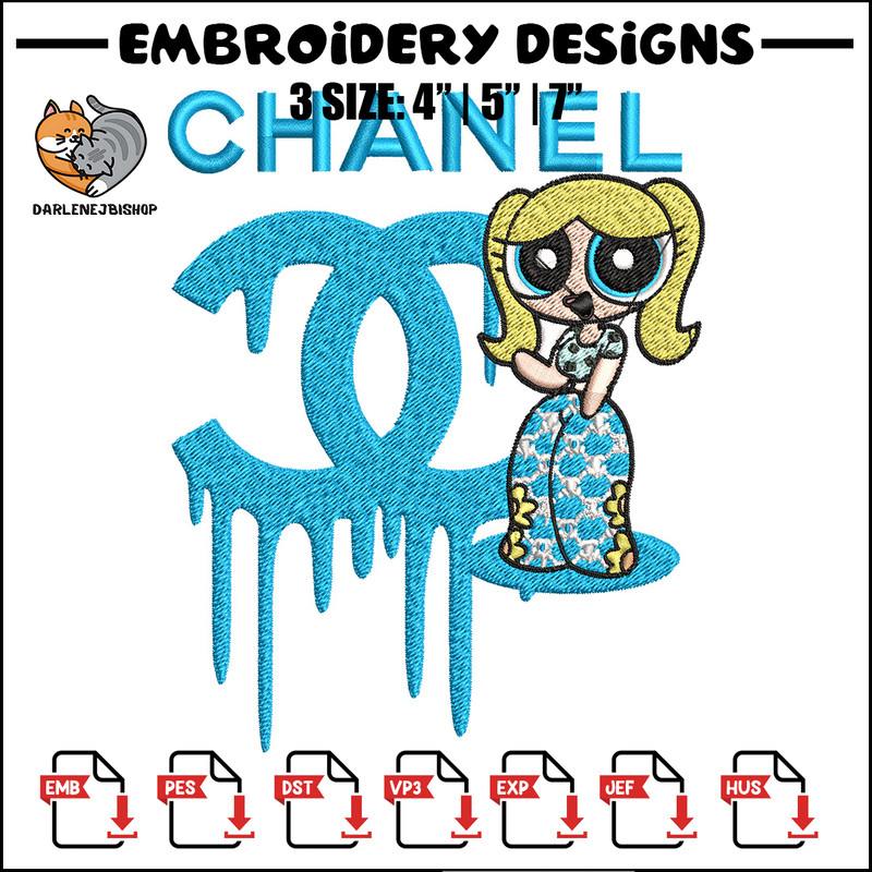 Chanel blue girl Embroidery Design, Chanel Embroidery, Brand Embroidery, Embroidery File, Logo shirt, Digital download.jpg