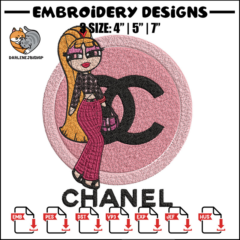 Chanel pink girl Embroidery Design, Chanel Embroidery, Embroidery File, Brand Embroidery, Logo shirt, Digital download.jpg