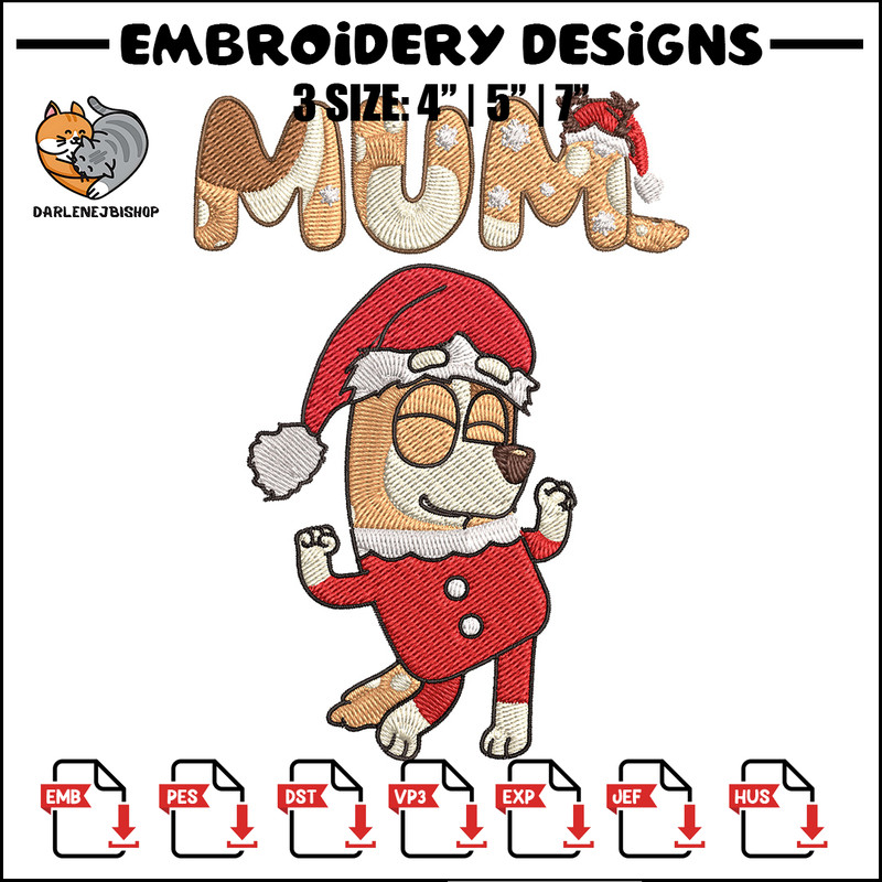 Chilli mom Embroidery Design, Bluey Embroidery, Embroidery File, Chrismas Embroidery, Anime shirt, Digital download.jpg