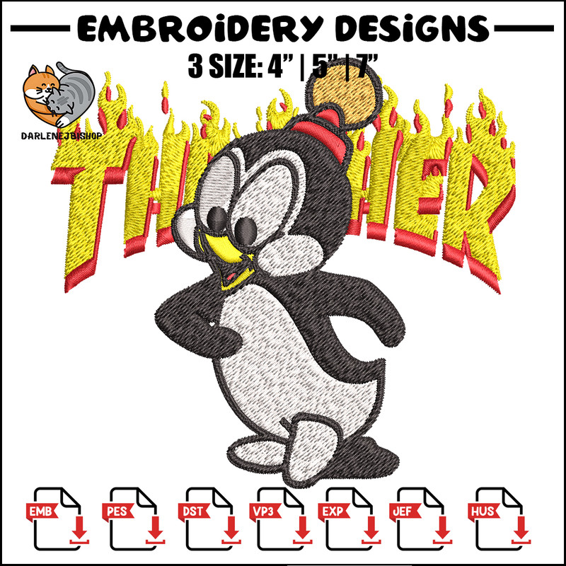 Chilly Willy Thrasher Embroidery design, Chilly Willy Embroidery, cartoon design, Embroidery File, Digital download..jpg