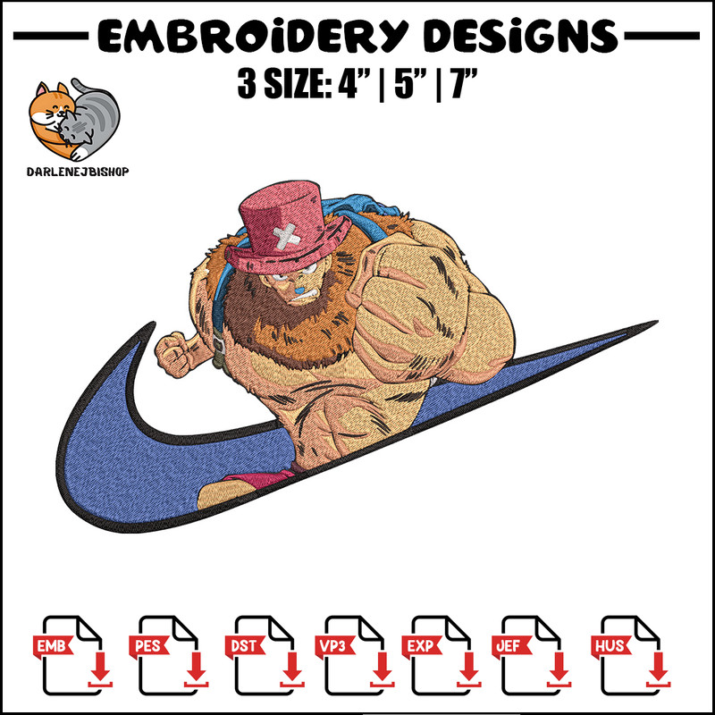 Choper x nike Embroidery Design, One piece Embroidery, Embroidery File, Nike Embroidery, Anime shirt, Digital download.jpg