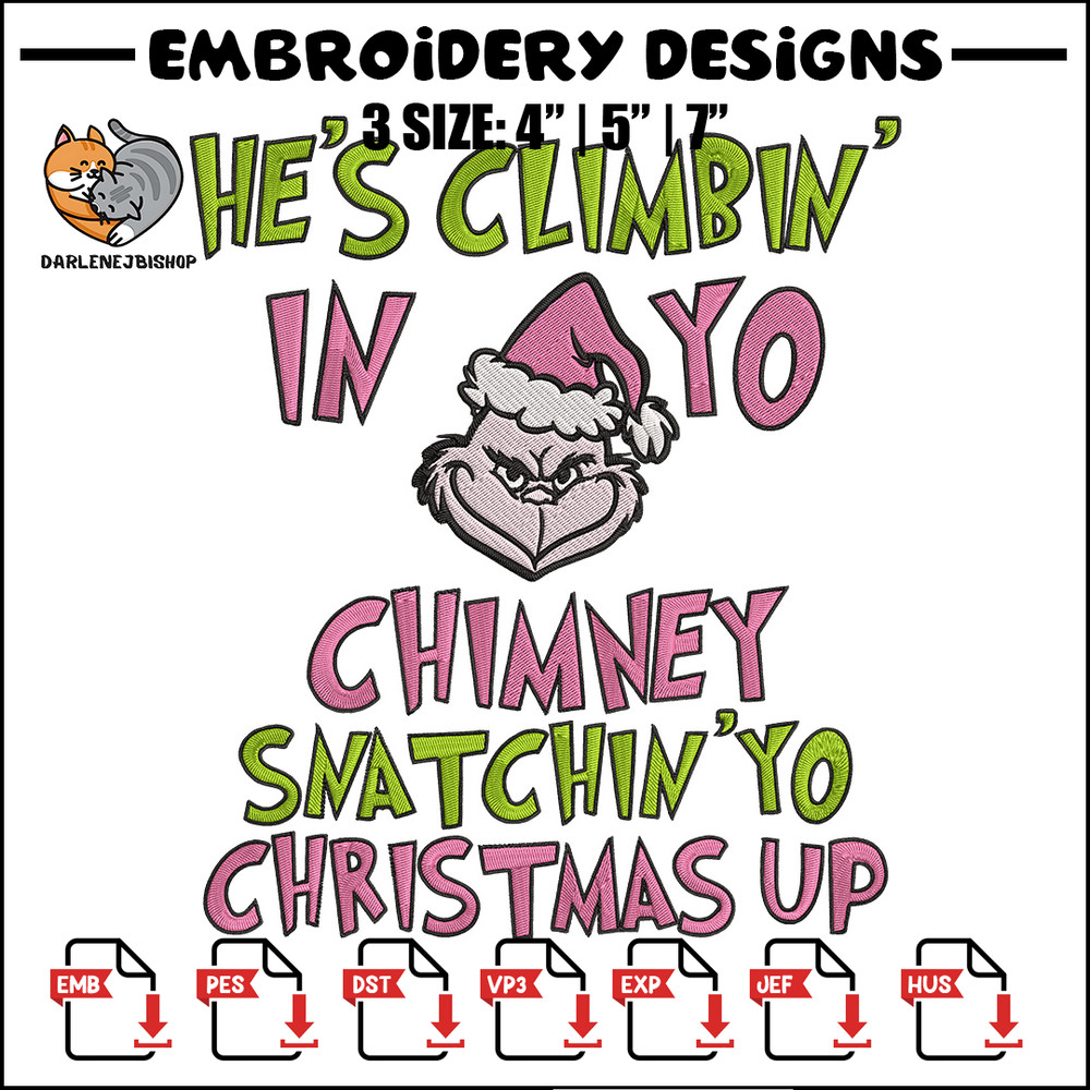 Chrismas up Embroidery Design, Grinch Embroidery, Embroidery File, Chrismas Embroidery, Anime shirt, Digital download.jpg