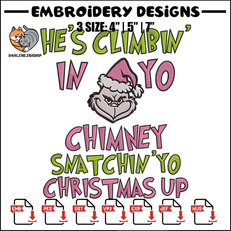 Chrismas up Embroidery Design, Grinch Embroidery, Embroidery File, Chrismas Embroidery, Anime shirt, Digital download.jpg