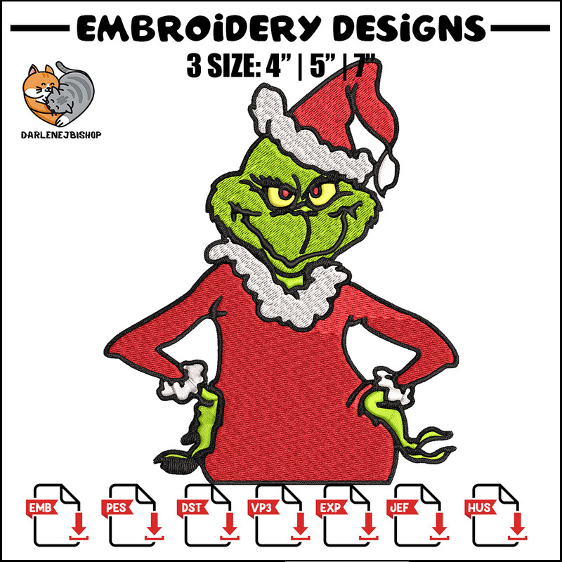 Christmas Grinch Embroidery design, Grinch christmas Embroidery, Embroidery File, Grinch design, Instant download..jpg