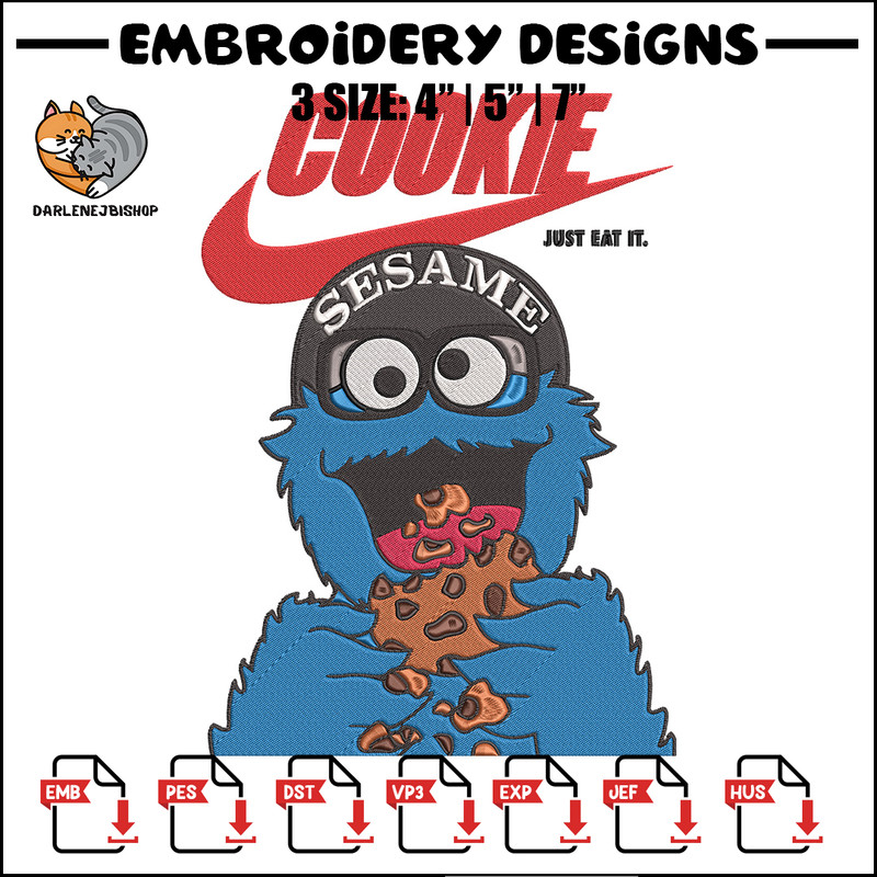 Cookie Monster x nike Embroidery Design, Cookie Monster Embroidery, Embroidery File, Nike Embroidery, Digital download.jpg