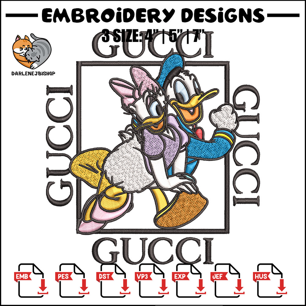 Daisy And Donald Duck Gucci Embroidery design, Disney Embroidery, cartoon design, Embroidery File, Digital download..jpg